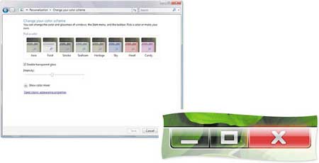 Эффект «стекла» интерфейса Aero
