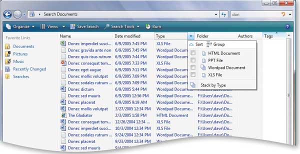 Новые элементы управления заголовками столбцов