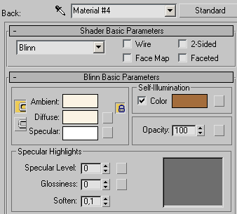 Рис. 21. Параметры настройки материала Back