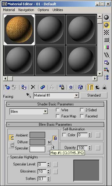 Рис. 26. Параметры настройки материала Facing