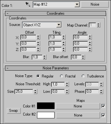 Рис. 41. Параметры настройки текстурной карты Noise для второго материала