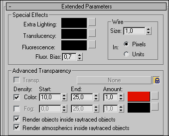 Рис. 63. Настройка параметров свитка Extended Parameters для цветной плотности