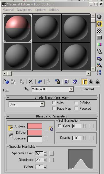 Рис. 7. Параметры настройки материала Top
