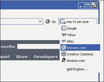 Интегрированный поиск через панель Search bar