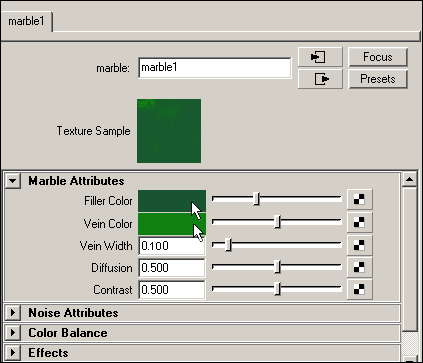 Рис. 11. Корректировка параметров Filler Color и Vein Color