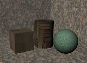 Рис. 19. Результат присвоения объектам сцены материалов на основе внешних текстур