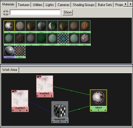 Рис. 3. Вкладки окна Hypershade