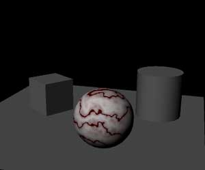 Рис. 7. Вид объектов после назначения сфере материала