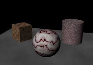 Рис. 9. Вид сцены после назначения всем объектам материалов