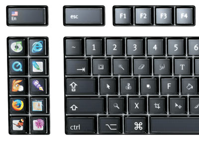 Встроенные дисплеи позволяют оперативно изменять изображения на клавишах Optimus