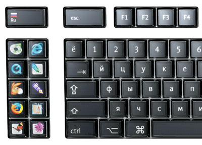 Встроенные дисплеи позволяют оперативно изменять изображения на клавишах Optimus