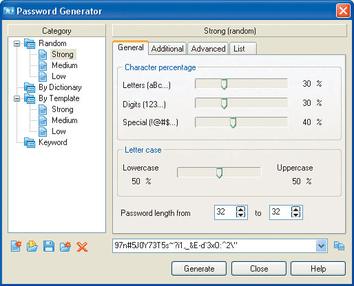Password Commander сам генерирует пароли
