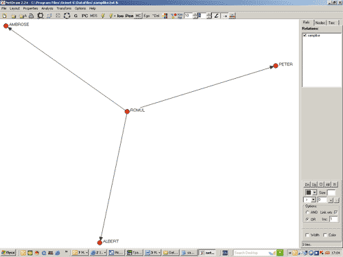 Отображение направленных связей в NetDraw (4 узла)