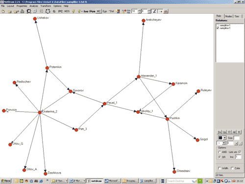Фрагмент графа, полученный с помощью программы NetDraw