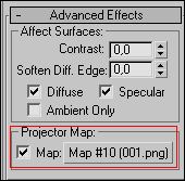 Рис. 37. Назначение текстурной карты прожектору
