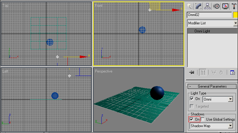 Рис. 4. Первоначальная настройка источника света Omni