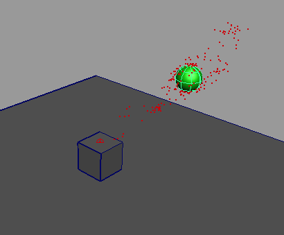 Рис. 13. Вид движущихся к цели частиц (целевой вес мишени установлен по умолчанию)