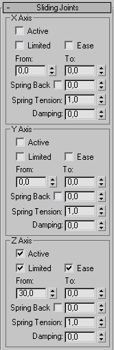 Рис. 23. Свиток SlidingJoints с включенным флажком Ease