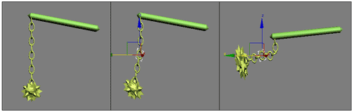 Рис. 5. Поведение объектов в случае обратной кинематики