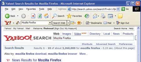Панель Yahoo! Toolbar