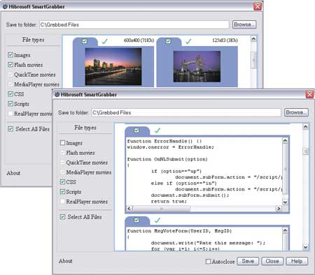 Сохранение web-элементов средствами MultiGrabber