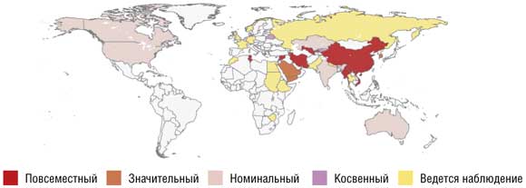 Характер фильтрации интернет-контента в разных странах