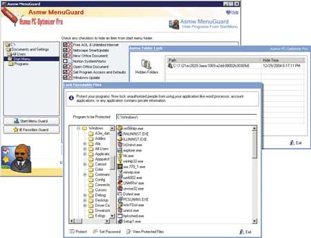 Скрытие и блокирование отдельных элементов средствами Asmw PC-Optimizer Pro