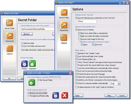 Работа с секретными папками в среде MySecretFolder