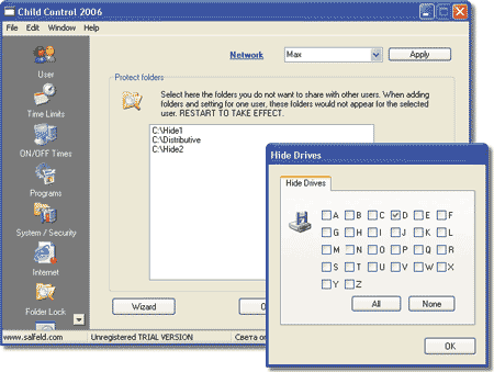 Скрытие персональных данных в программе Child Control