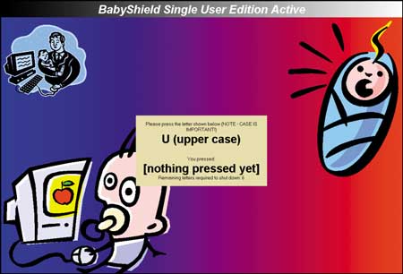 Возможный вид окна монитора на заблокированном посредством BabyShield компьютере