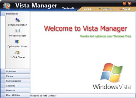 Главное окно программы Vista Manager v.1.0.9 Главное окно программы Vista Manager v.1.0.9