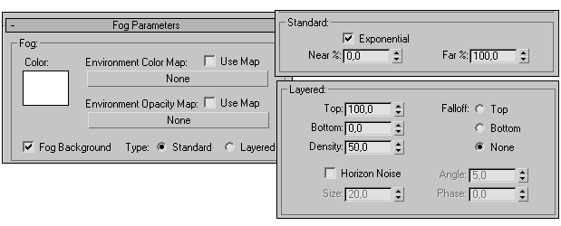 Рис . 2. Свитки FogParameters, Standard и Layered