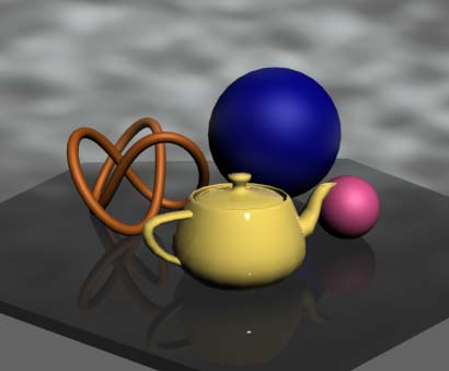 Рис. 27. Вид сцены с объемным туманом, ограниченным гизмо