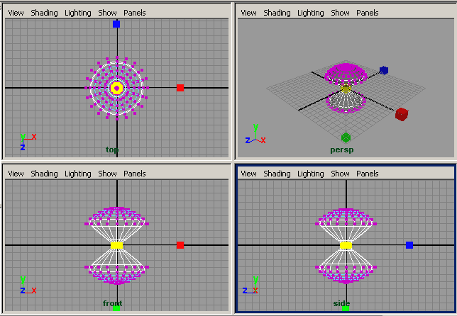 Рис. 7. Масштабирование центральных вершин шара
