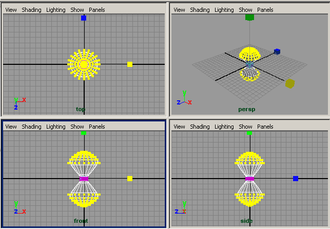 Рис. 8. Масштабирование граничных вершин шара