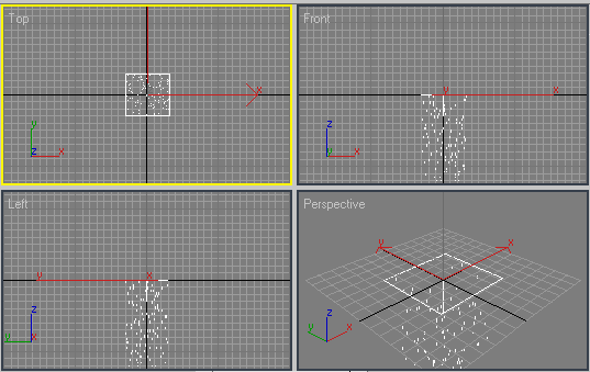 Рис. 5. Вид проекций со Spray-частицами в одном из промежуточных кадров