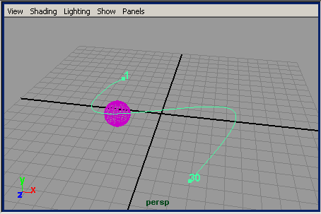 Рис. 11. Положение шара в одном из ключевых кадров на траектории, созданной по первому методу и перестроенной