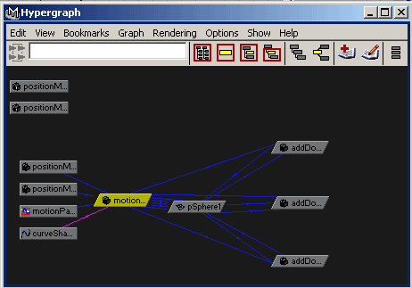 Рис. 15. Окно редактора сцен Hypergraph с выделенным узлом Motion