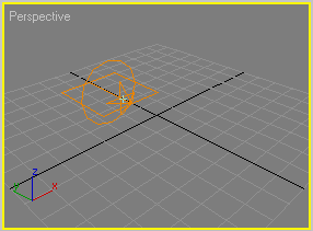 Рис. 5. Вид проекции Perspective с Super Spray-эмиттером в нулевом кадре анимации