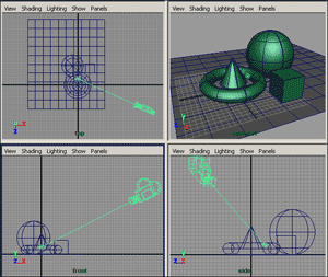 Рис. 10. Вид окон проекций после настройки положения камеры