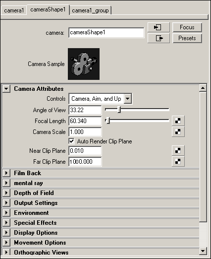 Рис. 5. Свиток CameraAttributes