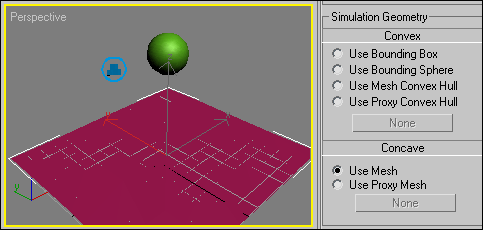 Рис. 10. Назначение плоскости вогнутым объектом