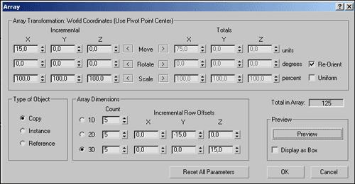 Рис. 13. Настройка параметров команды Array