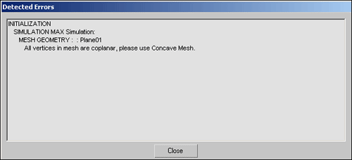 Рис. 9. Ошибка, найденная программой в рабочей сцене
