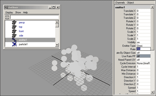 Рис. 15. Уменьшение количества генерируемых в секунду частиц