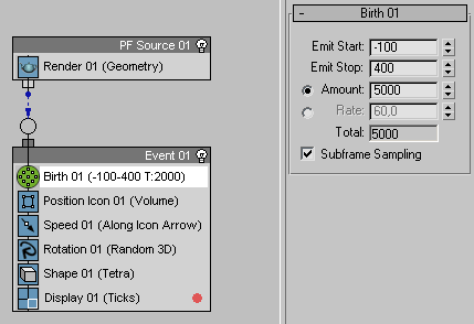 Рис. 26. Настройка параметров генерации частиц