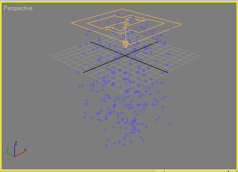 Рис. 6. Вид потока частиц в окне проекции после корректировки параметров операторов Birth и Speed