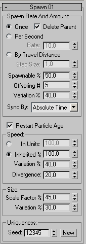 Рис. 60. Параметры настройки критерия Spawn
