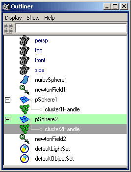 Рис. 17. Окно Outliner после настройки родительских связей