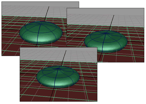 Рис. 18. Вид колышущейся сферы в нескольких кадрах анимации